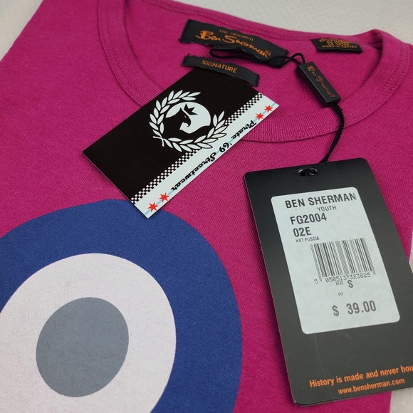 Ben Sherman T-shirt Women Top Pink Fuchsia Mod Target Scooter Skinhead Ska Punk - Picture 1 of 3